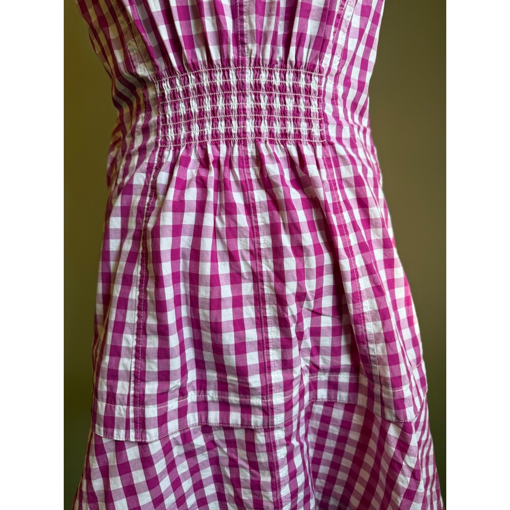 Pink White Gingham Sleeveless Shirt Dress Button costal preppy Derek lam mini 8 - Picture 6 of 11